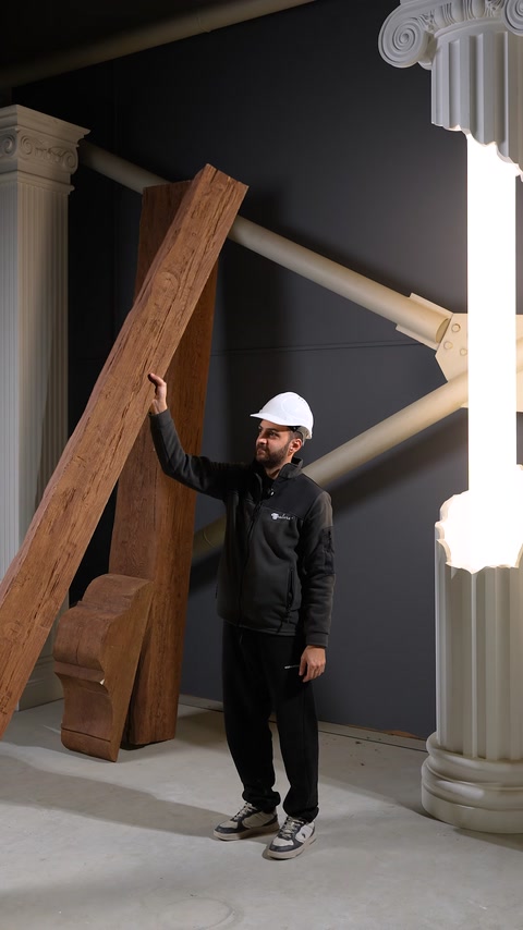 Long polyurethane beam reveals realistic timber grain and rustic coloring