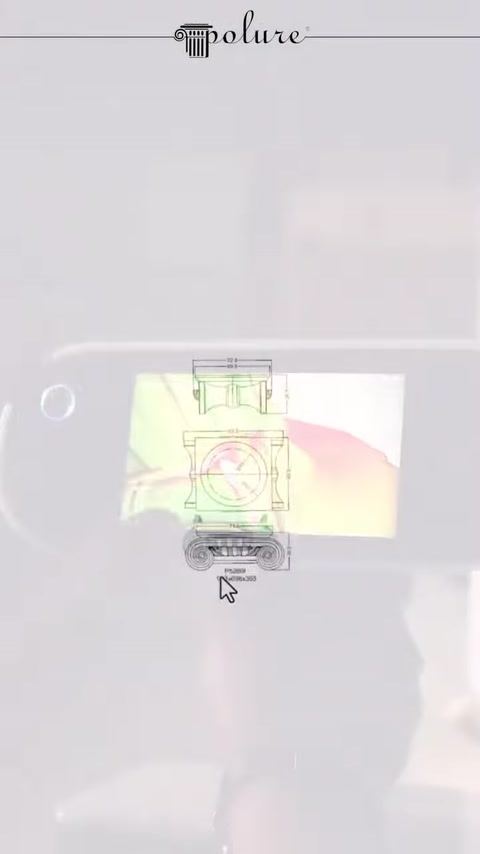 A technical drawing displays the geometric structure of the scanned decorative piece on screen