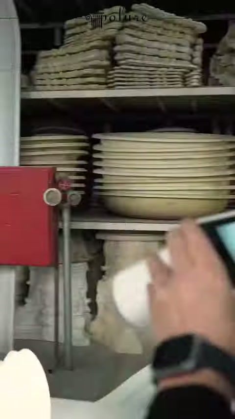 Tarama cihazı raflardaki dekoratif parçaların önünde elde tutuluyor