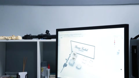 In uno studio di progettazione con due schermi del computer viene esaminato il disegno di un capitello di colonna in poliuretano.