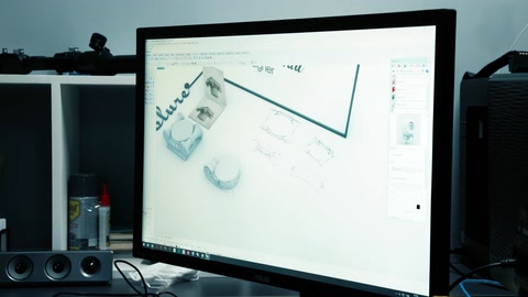 Progettazione di un modello tridimensionale a wireframe del capitello di colonna sullo schermo del computer.