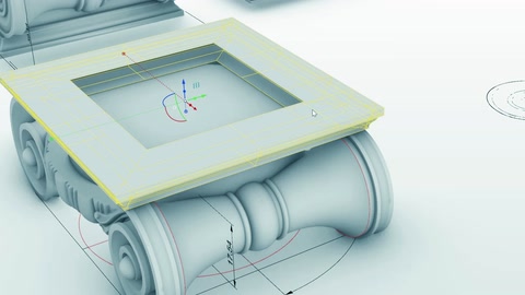 Il modulo superiore di forma quadrata viene esaminato dall'alto con un'indicazione dell'asse.