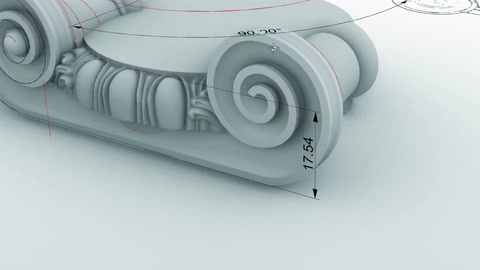 Spiral uç ve kabartmalı gövde ayrıntısı yakın planda gösteriliyor