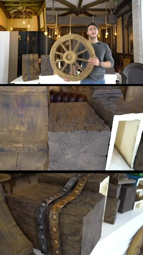Travi con Effetto Legno in Poliuretano e Modelli di Prodotti Decorativi