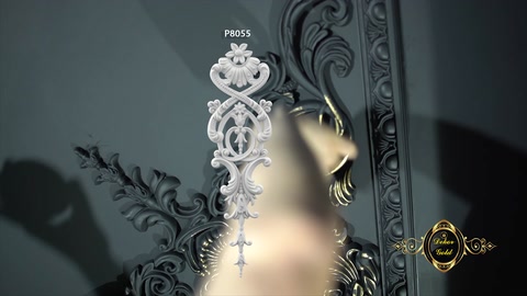 Decorazioni murali rifinite con toni contrastanti di bianco e oro