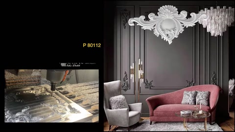 Polyurethane decorative trim and its production mould are shown together