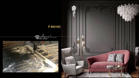 Fine motif trim piece is exhibited with workshop view and salon decoration