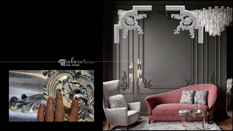 Curved motif on the mold is examined by hand while salon application remains on screen