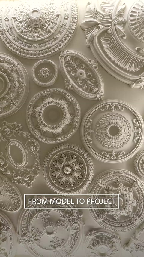 L’ampia esposizione della collezione presenta medaglioni da soffitto coordinati per la scelta del progetto.