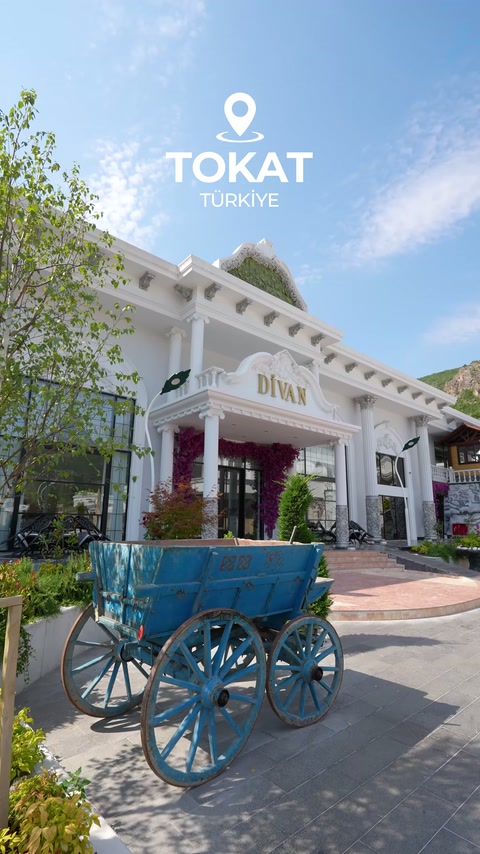 Classical facade building in Tokat is seen with decorative soffits and columns