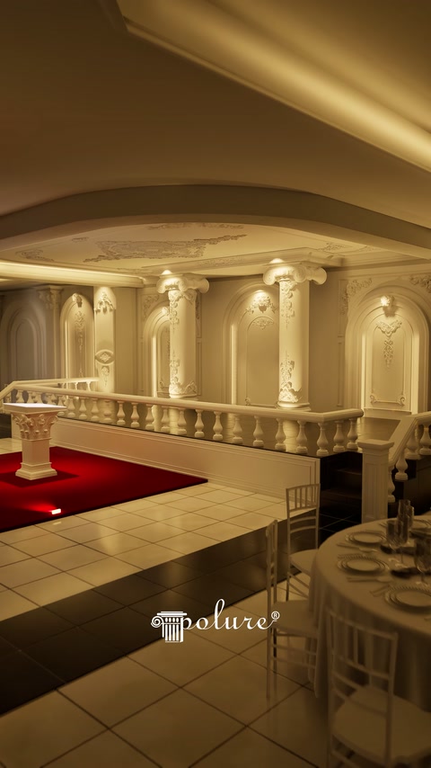 Stage facade with arched niches and column arrangements