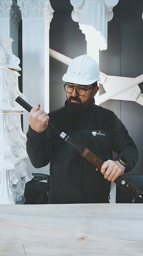Usta test öncesinde tüfeğin namlu bölümünü eliyle inceliyor.