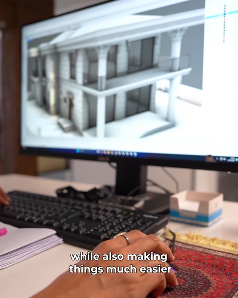 La vista sul monitor mostra un'altra angolazione della villa progettata