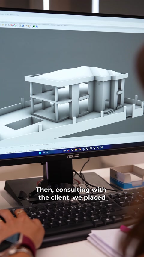 Modello 3D solido dell'edificio preparato per lo sviluppo del progetto
