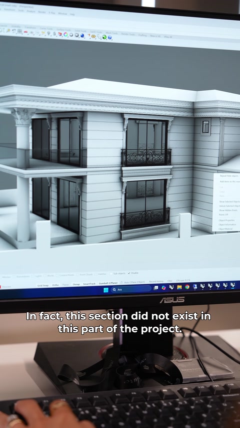 Il modello digitale della facciata mostra i dettagli decorativi esterni proposti