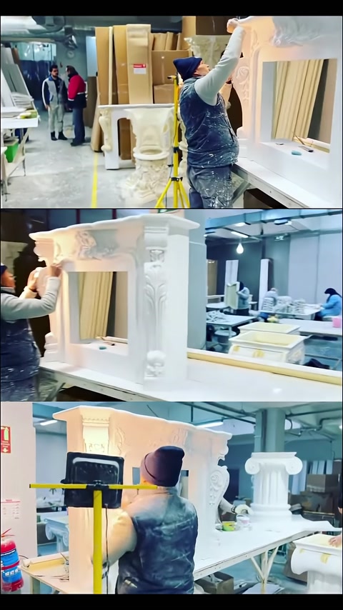 General view of carved-pattern table body during production