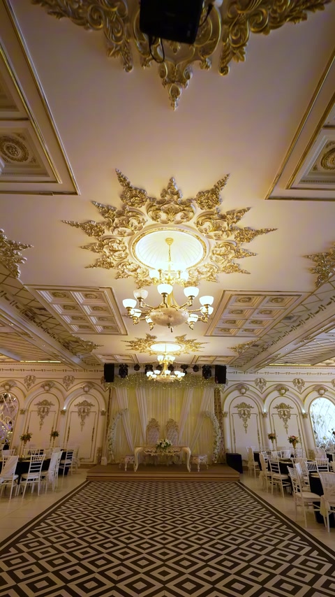 Stage and hall appearance integrated with decorative ceiling panels