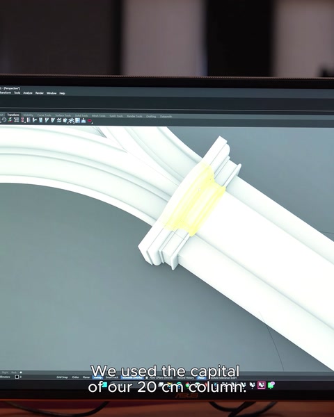 Close CAD view shows the capital joining the column shaft