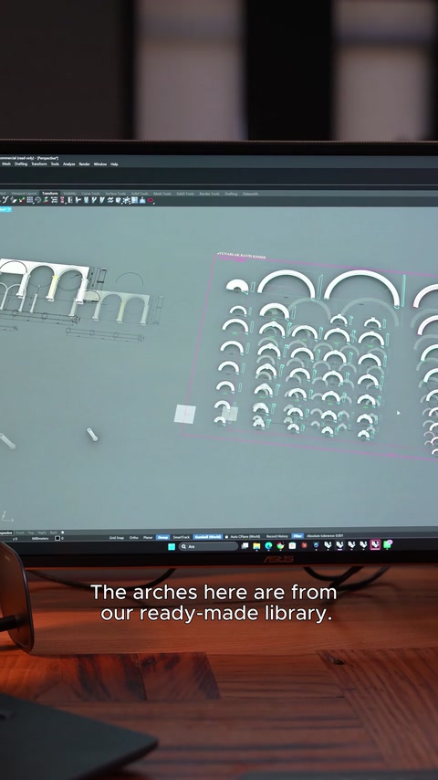 La griglia della libreria di archi visualizza molti profili prefabbricati per la selezione