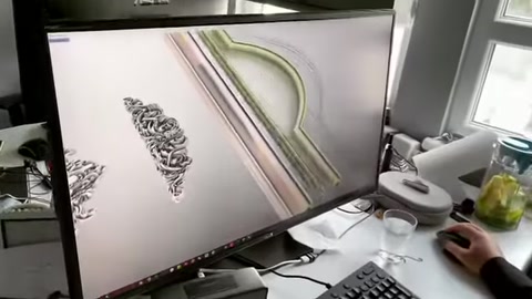 An ornamental exterior facade decoration motif is modeled on the computer.