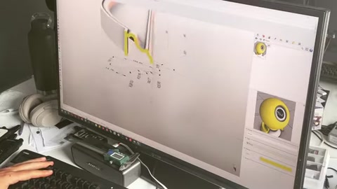 Design software shows the production layout of decorative elements being prepared.
