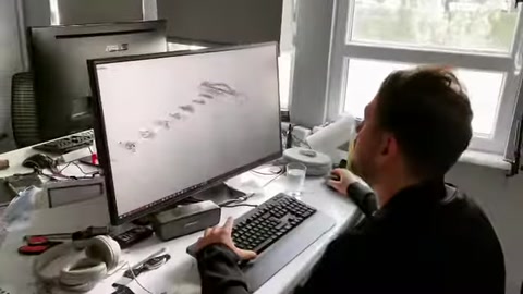 Un progettista modella digitalmente i dettagli di una cornice per finestra in poliuretano al computer
