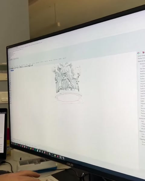 Digital model shows an ornate capital and column structure