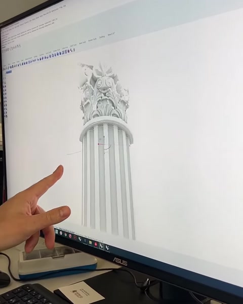 Full digital column design combines fluting with an ornate capital