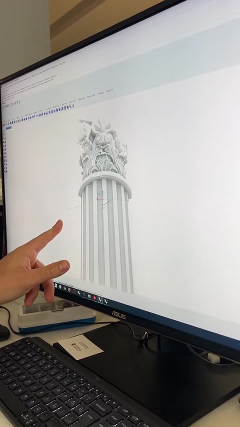 Full digital column design combines fluting with an ornate capital