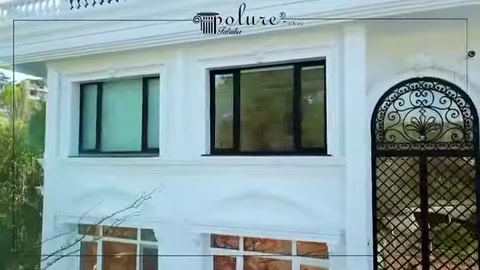 Veduta ravvicinata delle cornici delle finestre e dell'applicazione della colonna ad arco