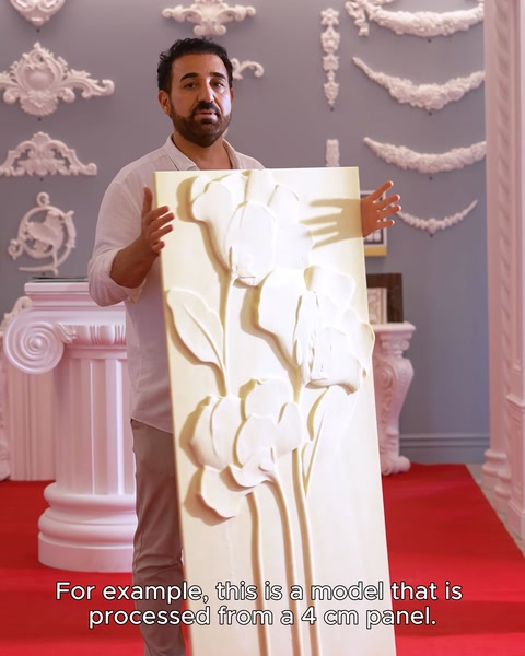Manufacturer showing 15-centimeter deep facial relief panel
