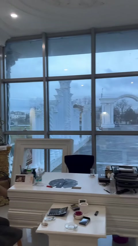 Work area surrounded by decorative products and exterior columns