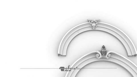 Un modello di arco a tutto sesto con una disposizione simmetrica della cornice viene mostrato frontalmente