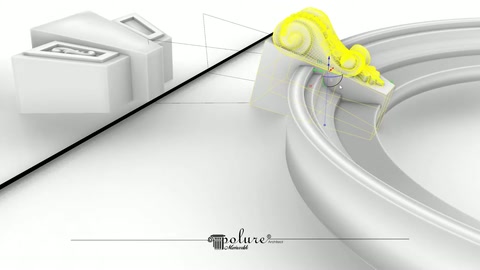 A yellow decorative crown motif is placed on the layered arch piece