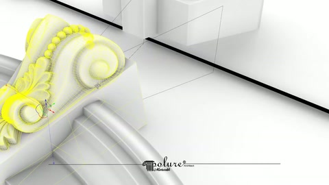 Close view shows yellow ornament and multi-layered arch profile