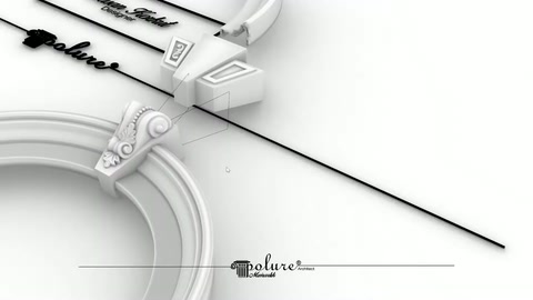 Curved surround piece with white crown ornament is presented in digital format