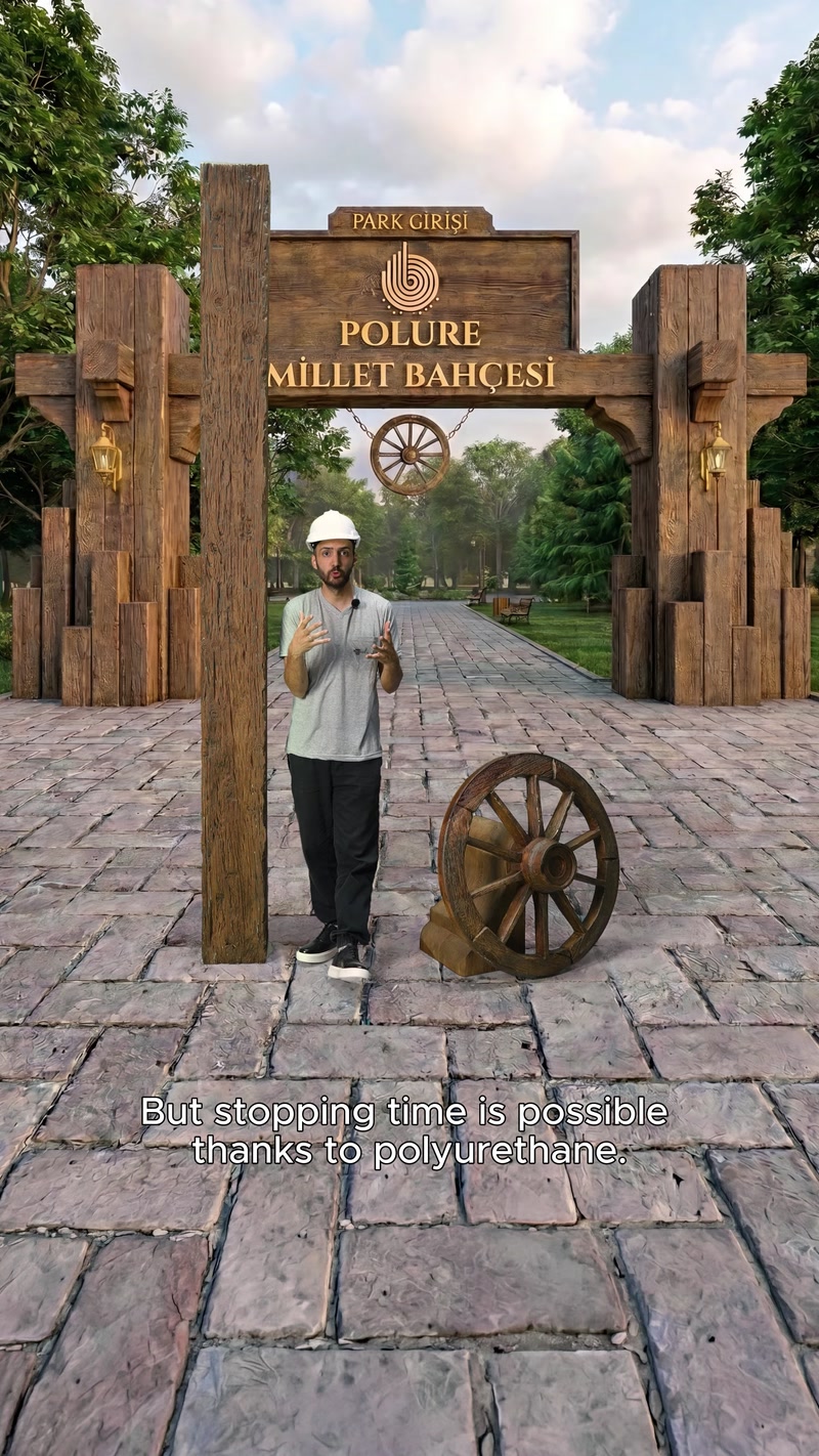 Ingresso del Parco Resistente nel Tempo con Poliuretano Effetto Legno