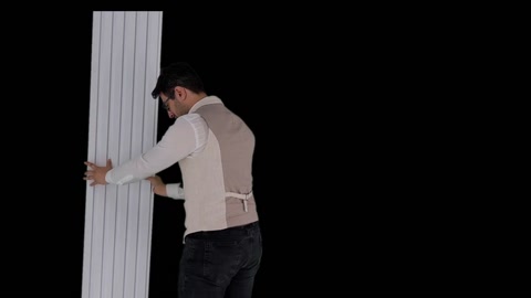 Slatted wall panel leaned against the wall and compared at its full size