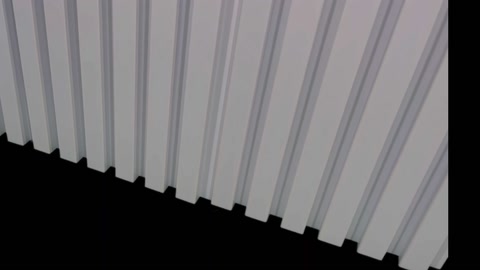 Slatted panel seen from an angled view with surface depth and shadow effect