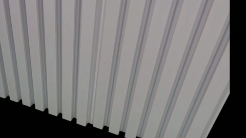 Close-up of parallel-channel polyurethane wall panel surface is shown.