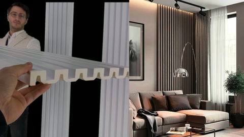 Grooved rear profile of white panel section is shown in detail.