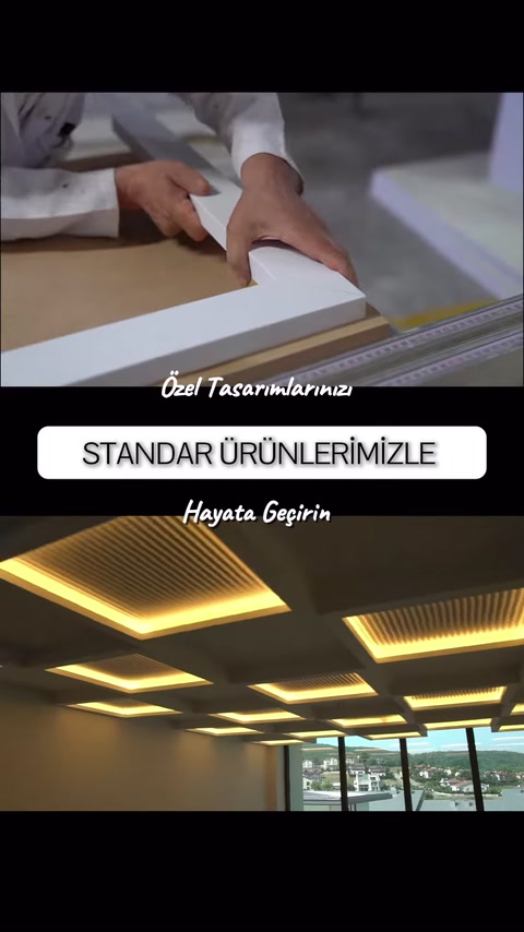 Beyaz armatür profili tezgâh üzerinde ölçüsüne göre kesiliyor