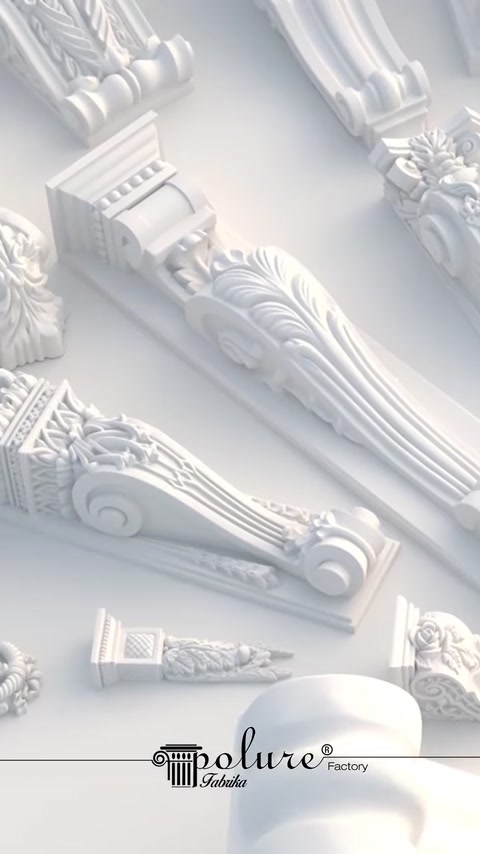 Bracket models with fluted surfaces and scroll-shaped ends
