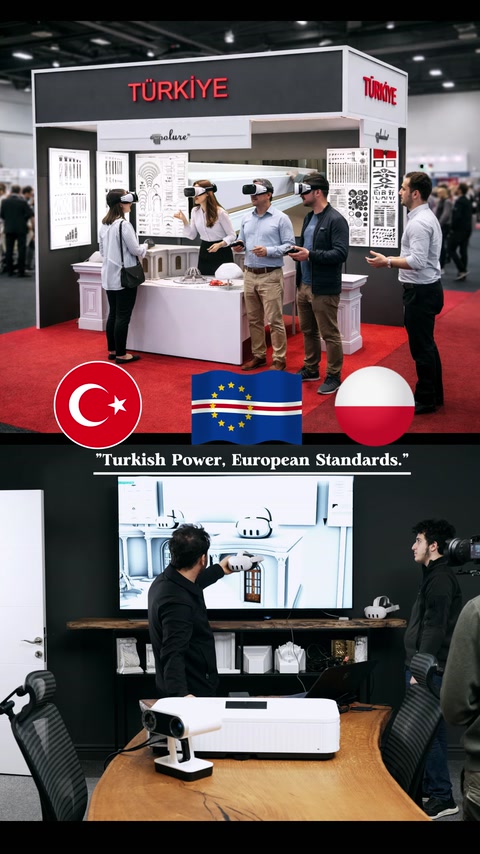 Ekranda sergilenen sanal showroom ve dekoratif iç mekân tasarımı