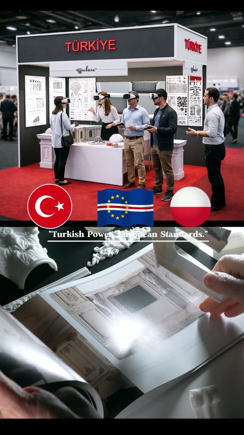 Tablet ekranında klasik duvar ve tavan süslemeleri inceleniyor