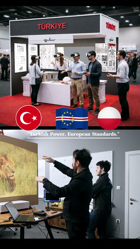 Duvara yansıtılan tasarım üzerinde ekipçe sunum yapılıyor