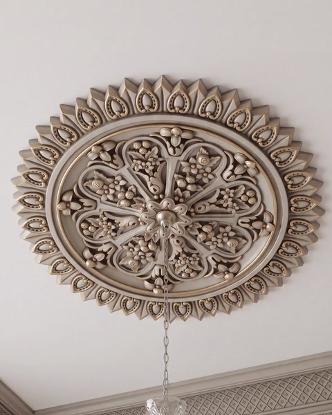 Modello di rosone da soffitto rotondo appeso a catena come ornamento da parete