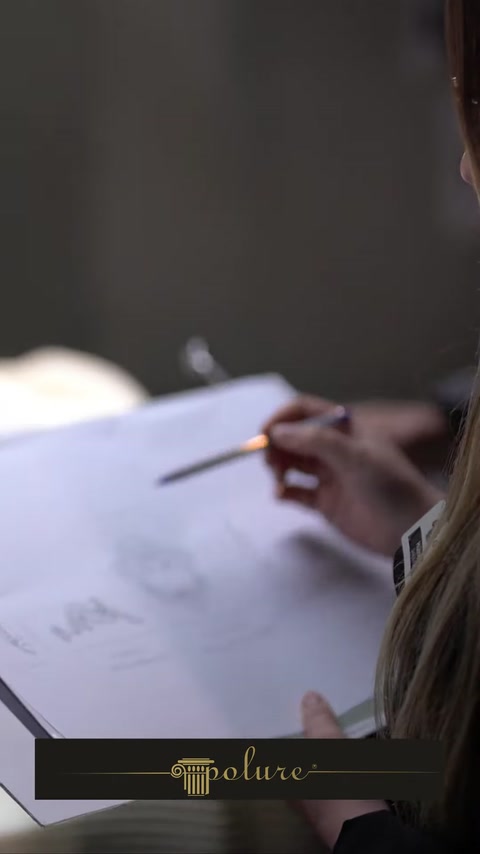 Designer hand-sketching a column profile design on paper