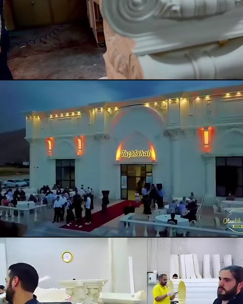 Sütun başlığı üretimi ve gece aydınlatmalı cephe uygulaması görülüyor