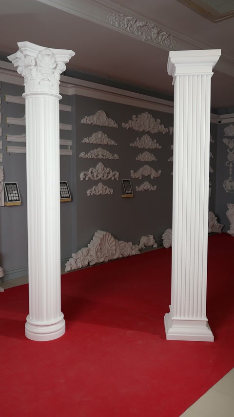 Completed round and square columns demonstrate alternative proportions and capitals